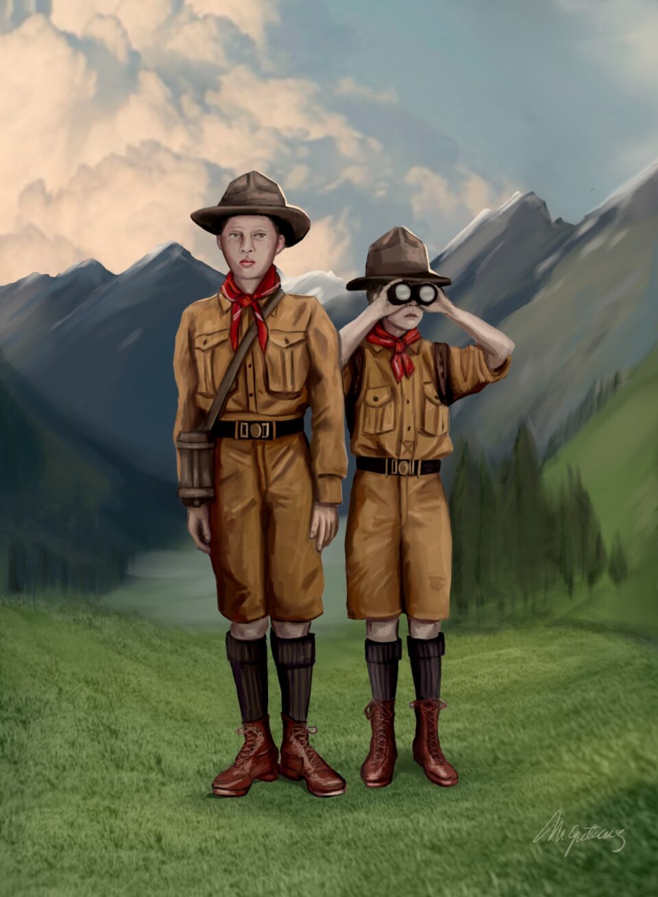 Boy scouts, costume illustration