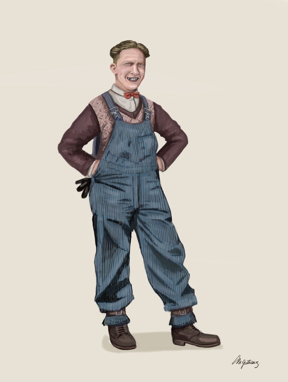 1920s farmer, costume illustration