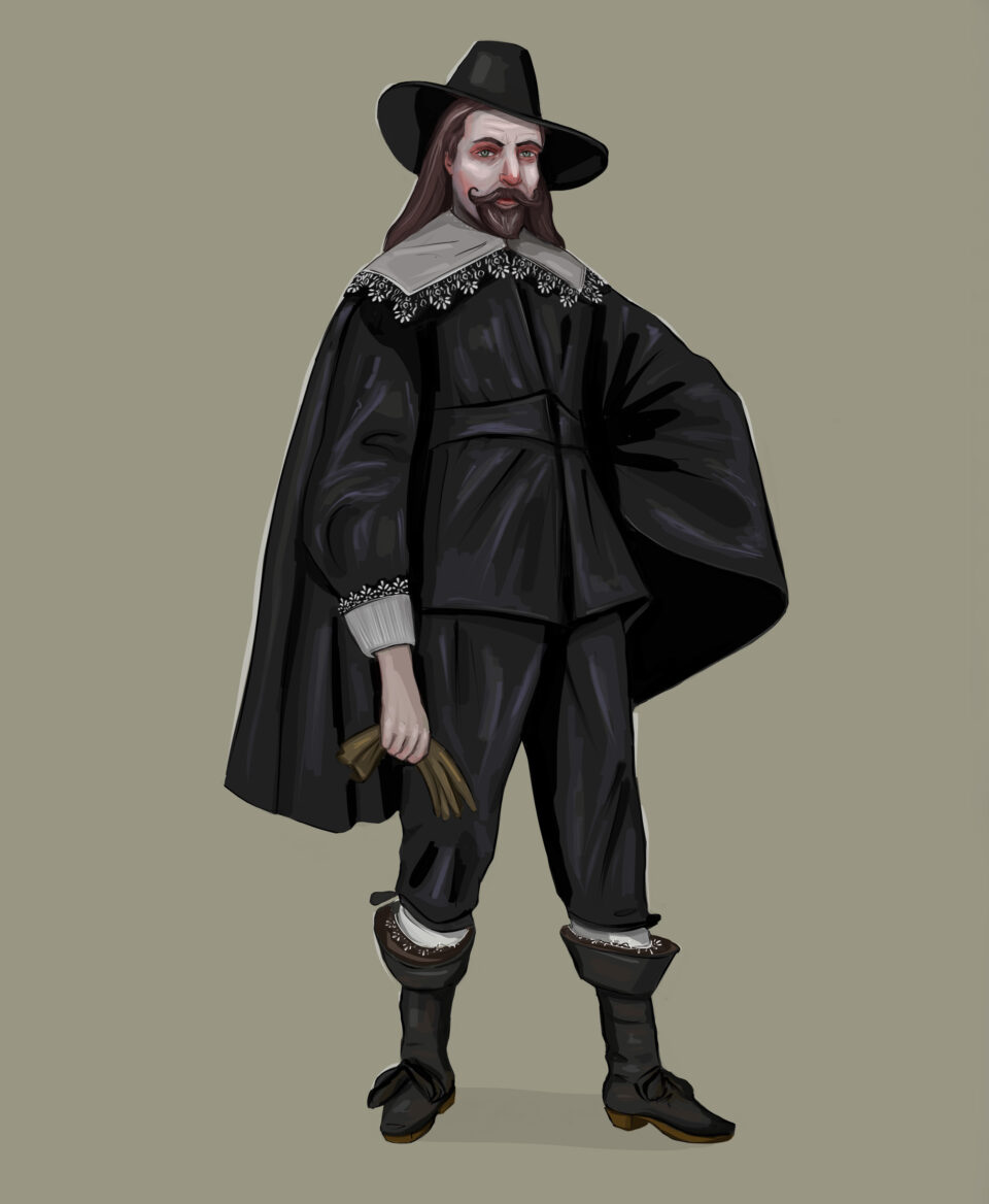 Netherlands, 1640s man, costume illustration