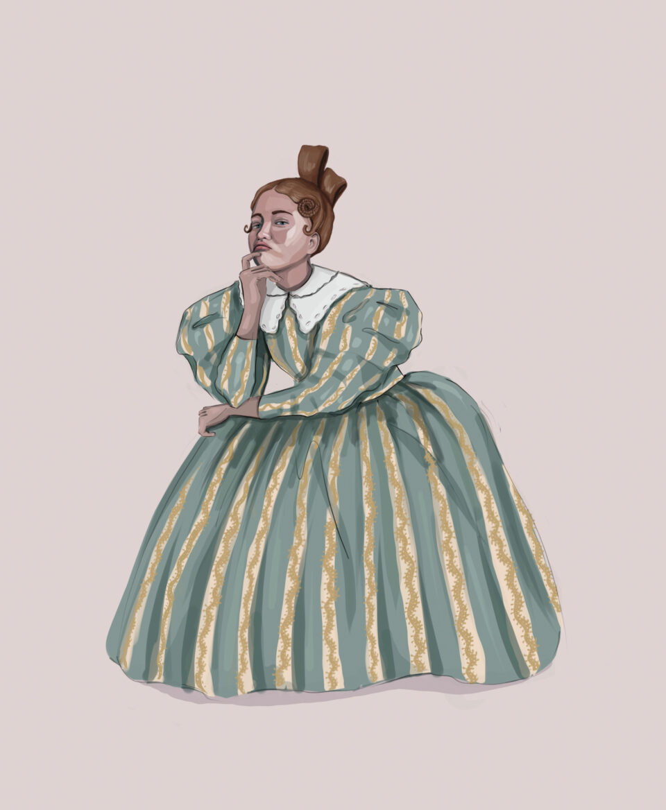 1830s romantic style, costume illustration